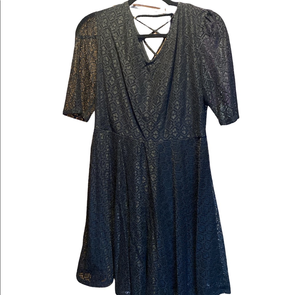 Black lace, half sleeve juniors dress
